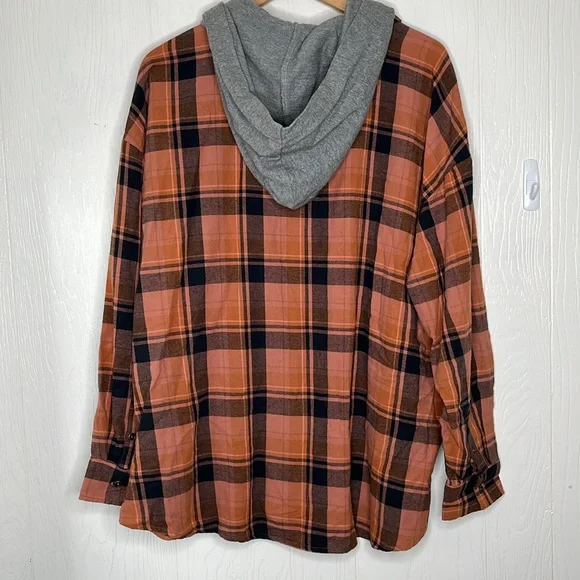 BKE Hooded Boyfriend Flannel Shirt XL - Picture 4 of 7
